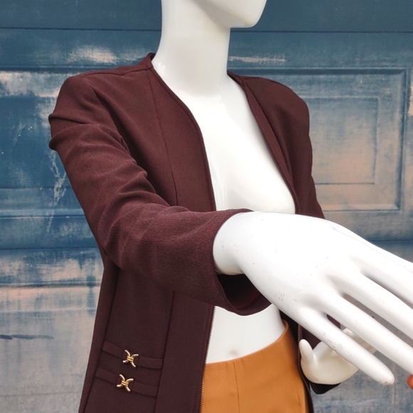 ALLEN SAMO LADIES VINTAGE METAL ACCENTED  LUXURY SWEATER JACKET (USA) - Picture 5 of 17